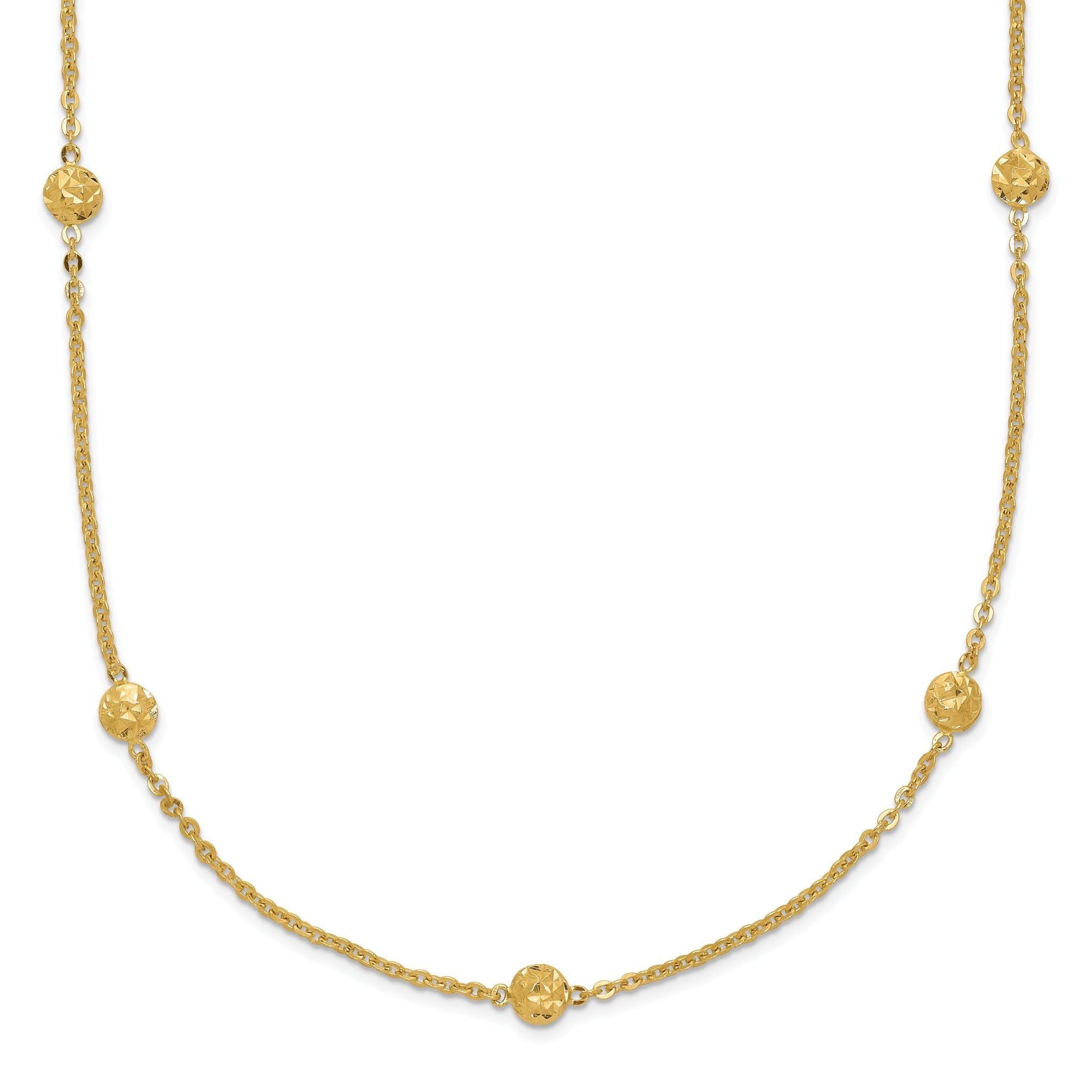 Sophia Jewelers 14K Gold Polished Diamond-Cut Beaded Necklace Main image