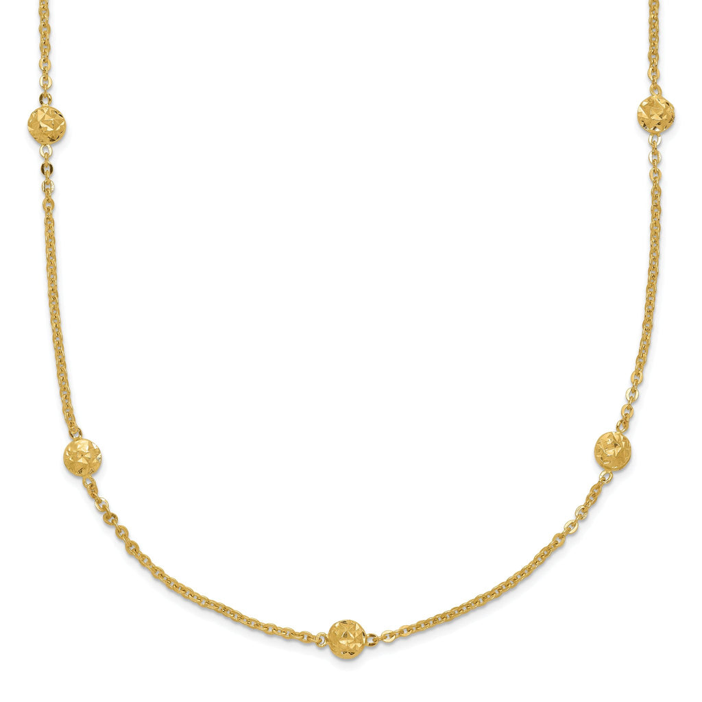 Sophia Jewelers 14K Gold Polished Diamond-Cut Beaded Necklace