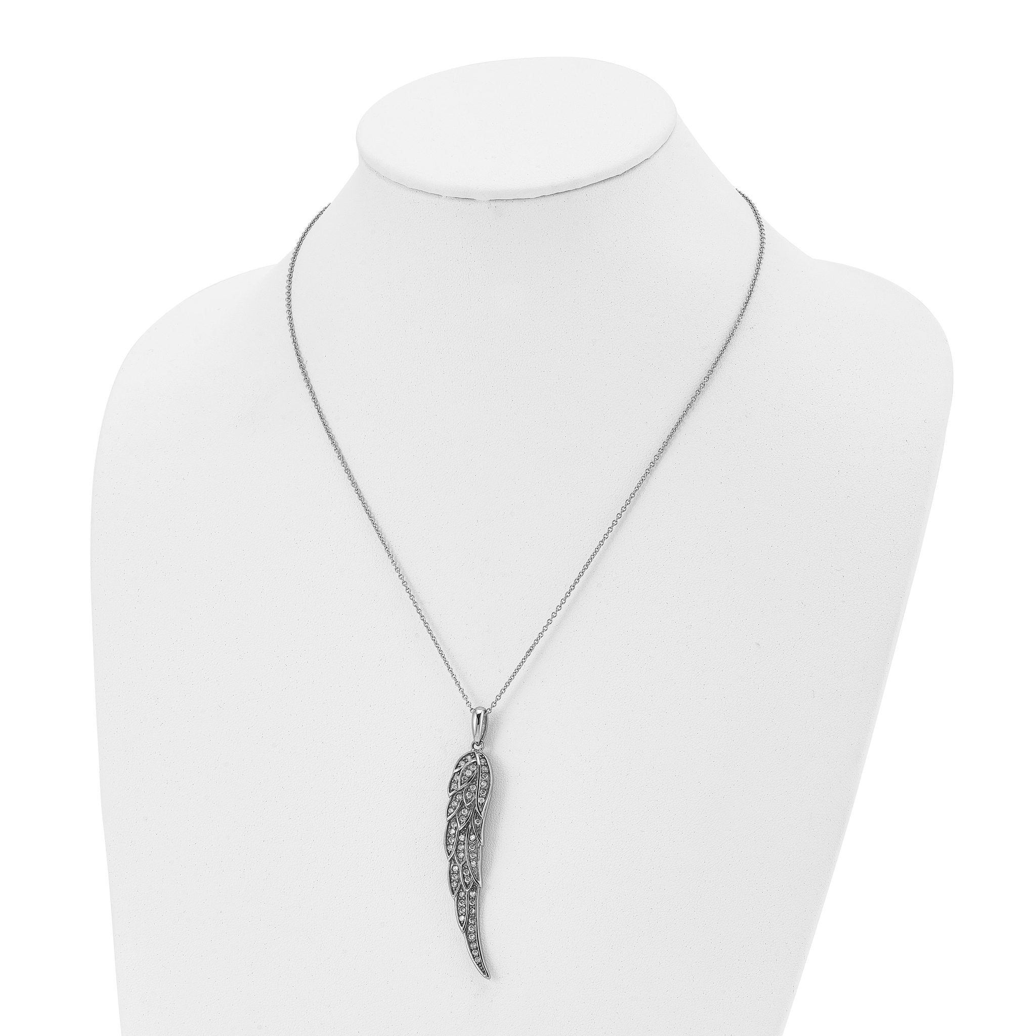 CZ Wing Pendant Necklace in Stainless Steel