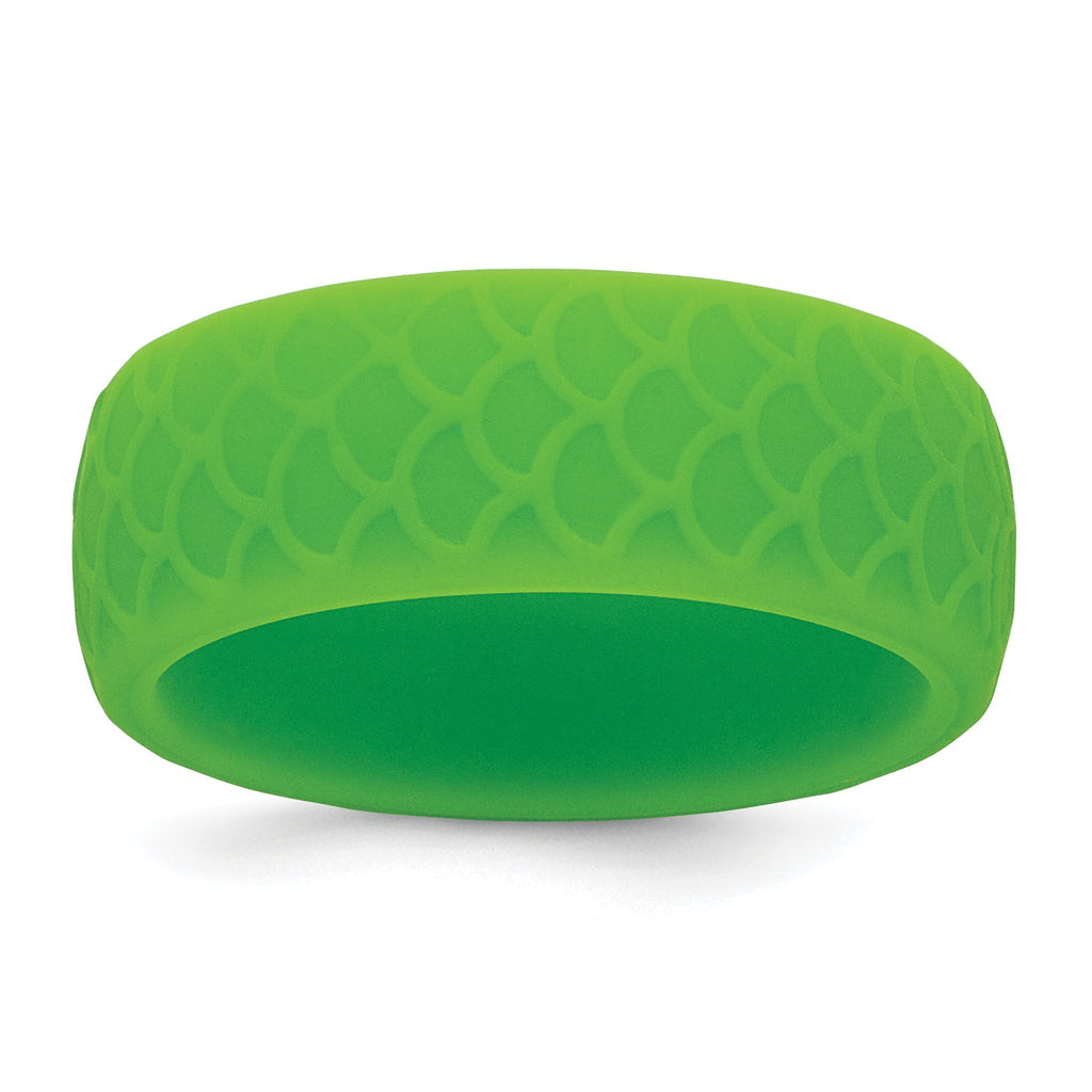 Fish Scale Pattern Wedding Band in Light Green Silicone, 8.7mm
