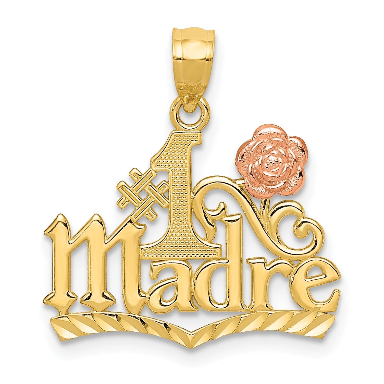 14K Two-Tone Gold MADRE Pendant with Diamond-Cut Polished Finish Main image