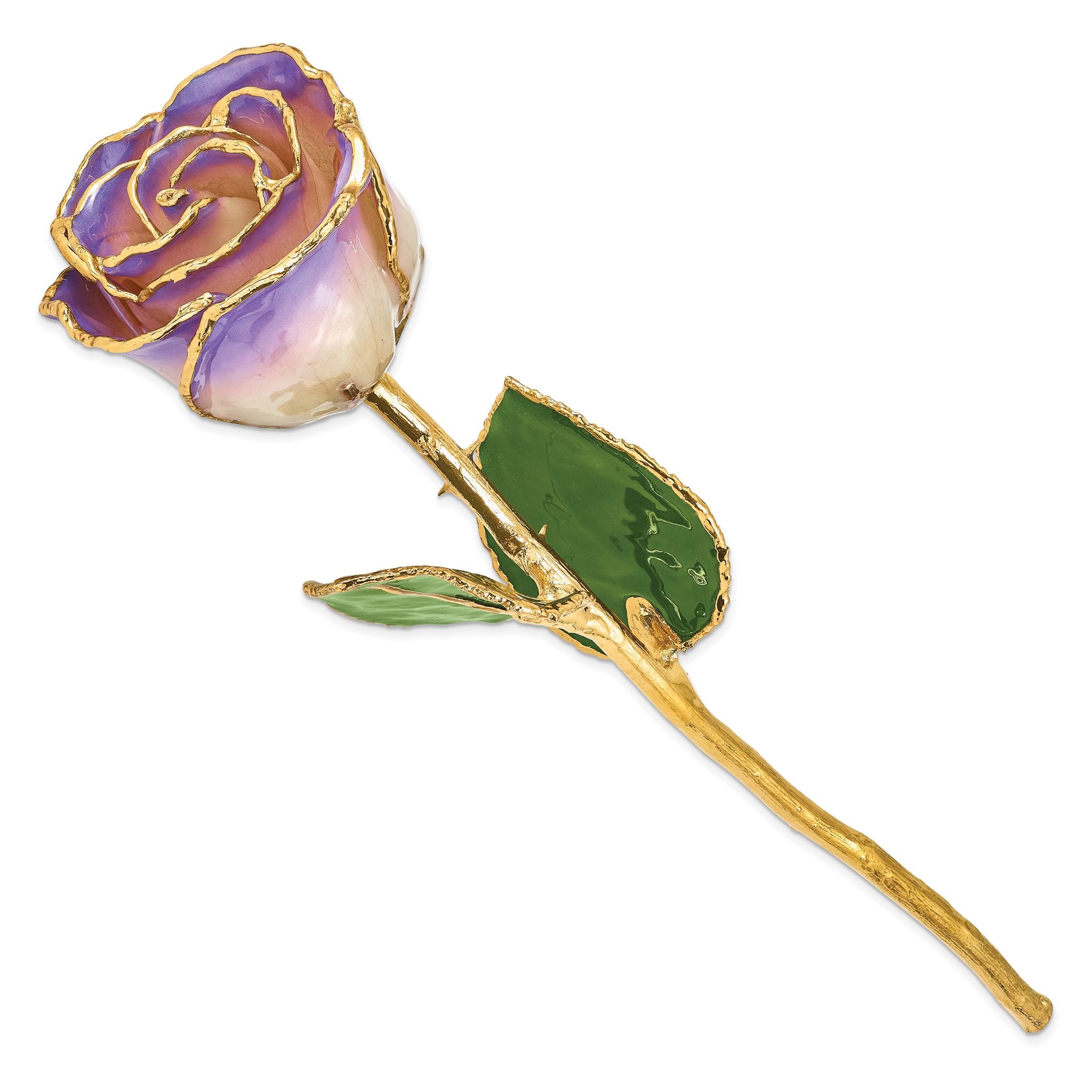 Lacquer Dipped Gold Trimmed White and Blue Opal Real Rose Secondary image