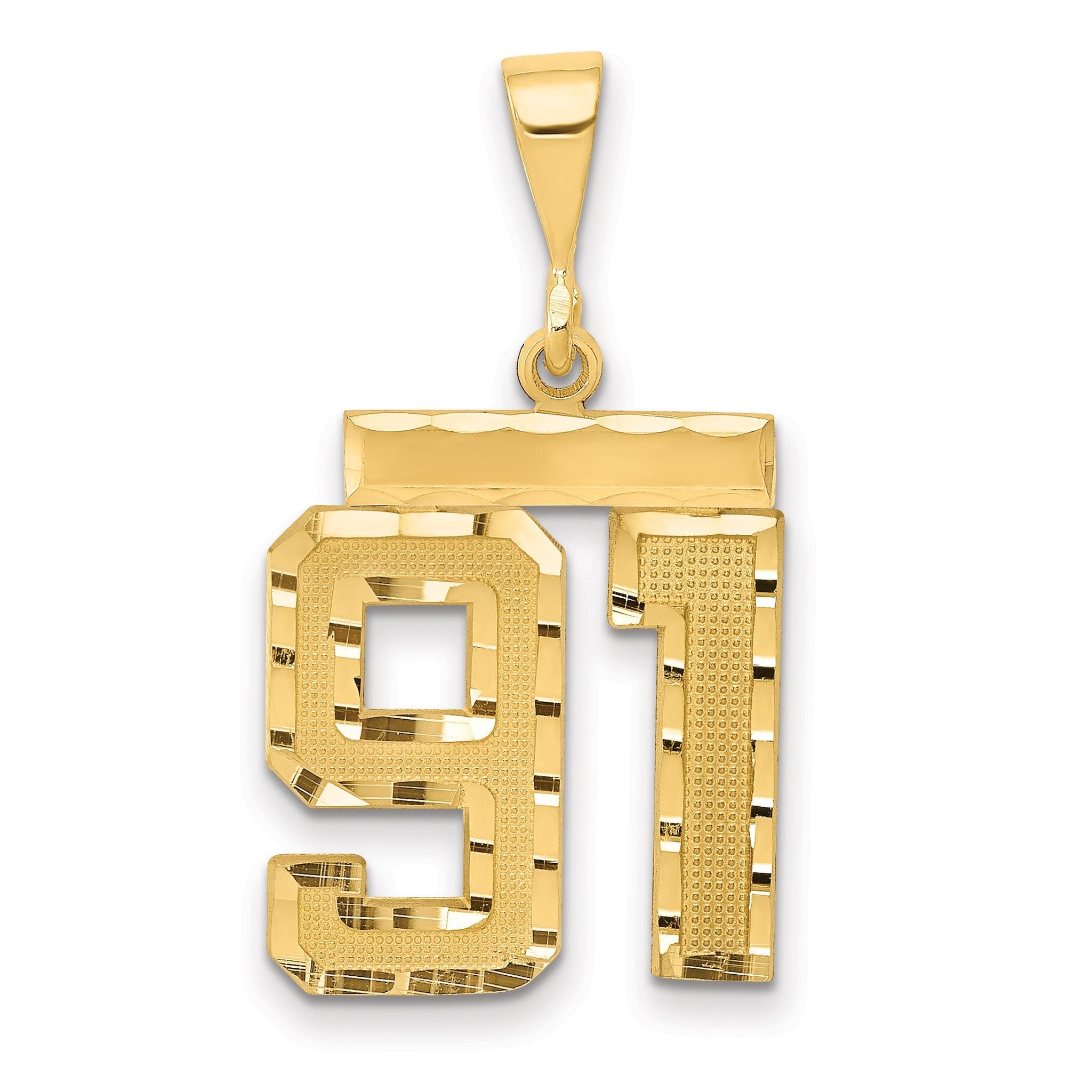 14K Gold Diamond-Cut Number 91 Charm with Polished Finish Main image