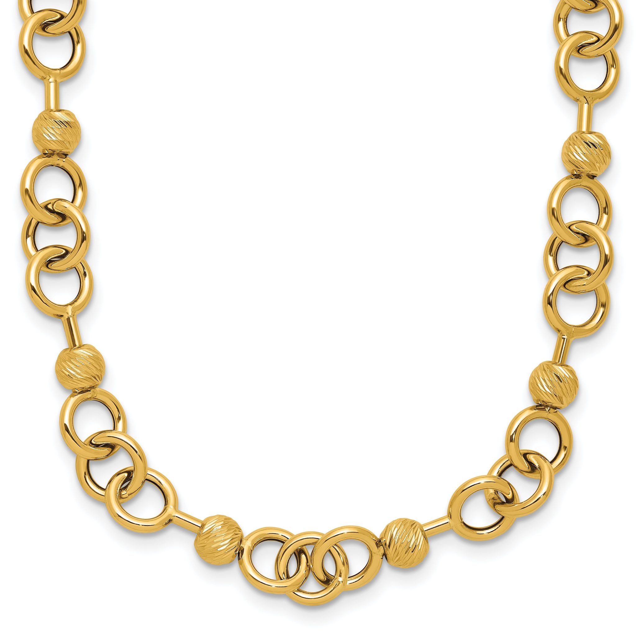 14K Polished and Circles with D/C Beads Fancy Necklace Main image