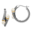 Sophia Jewelers Sterling Silver Pearl Hoop Earrings with 14K Gold Accent