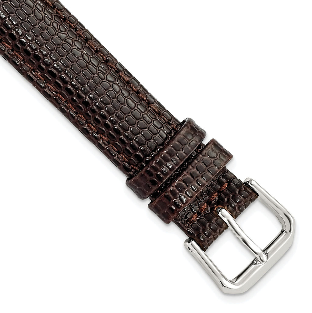 Lizard Grain Watch Band in Dark Brown Leather, 16mm