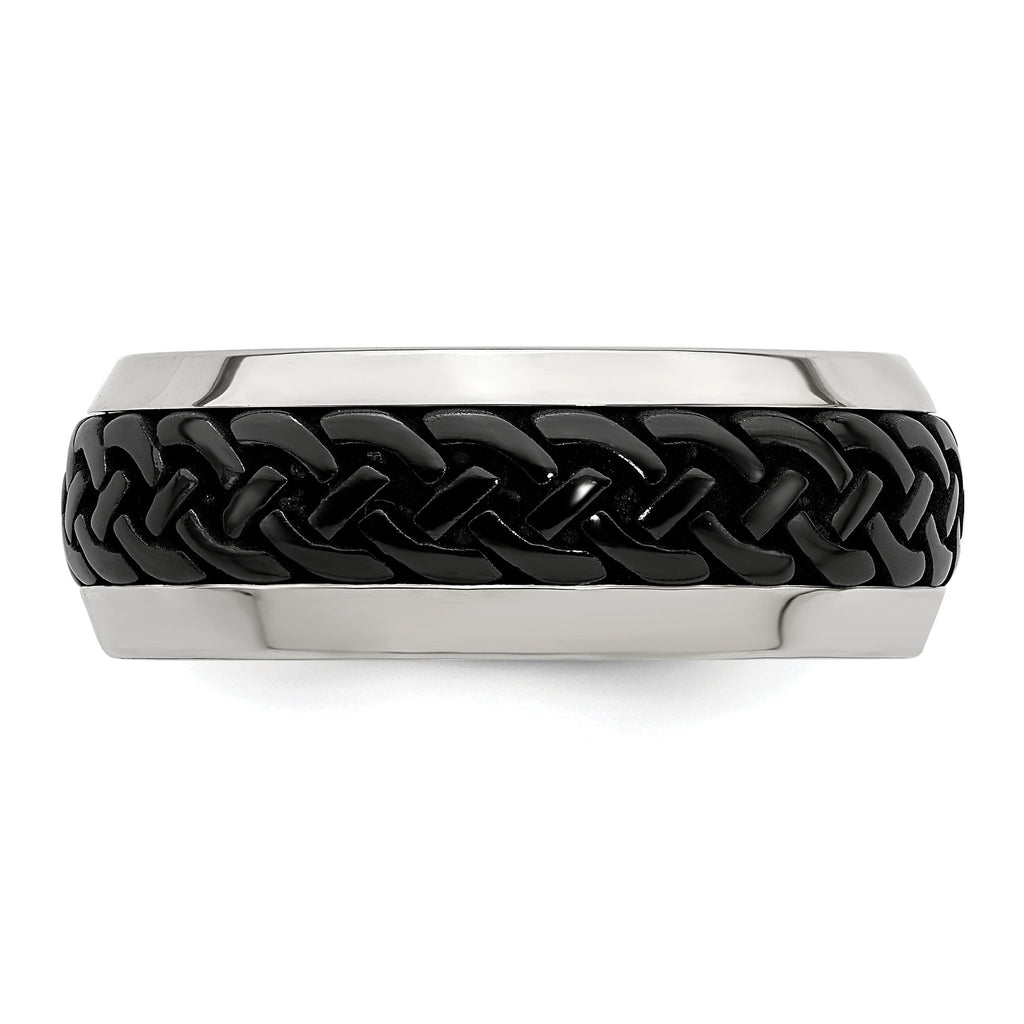 Edward Mirell Titanium Wedding Band with Engravable Black Ti Accents