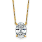 14k 4 carat Lab Grown Diamond VS+ F+ Oval Complete Four Prong 18 inch Pendant Necklace