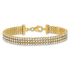 14K Two-tone Polished/Dia-cut 3-Row Bracelet