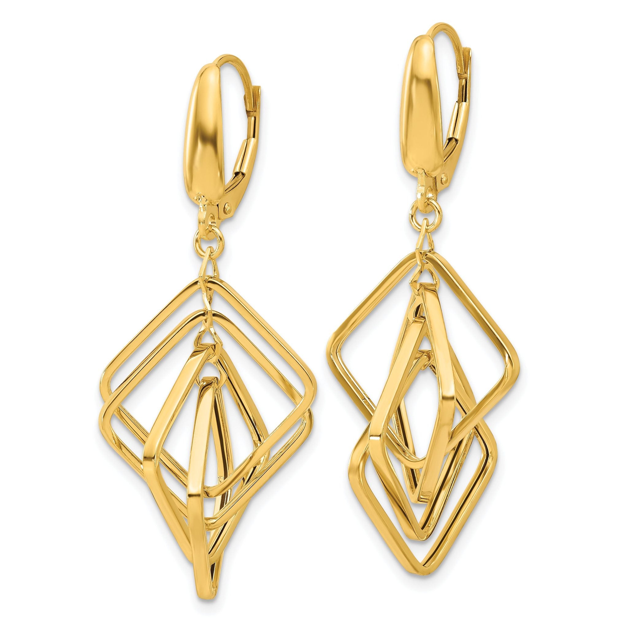 14K Polished Squares Dangle Earrings Secondary image