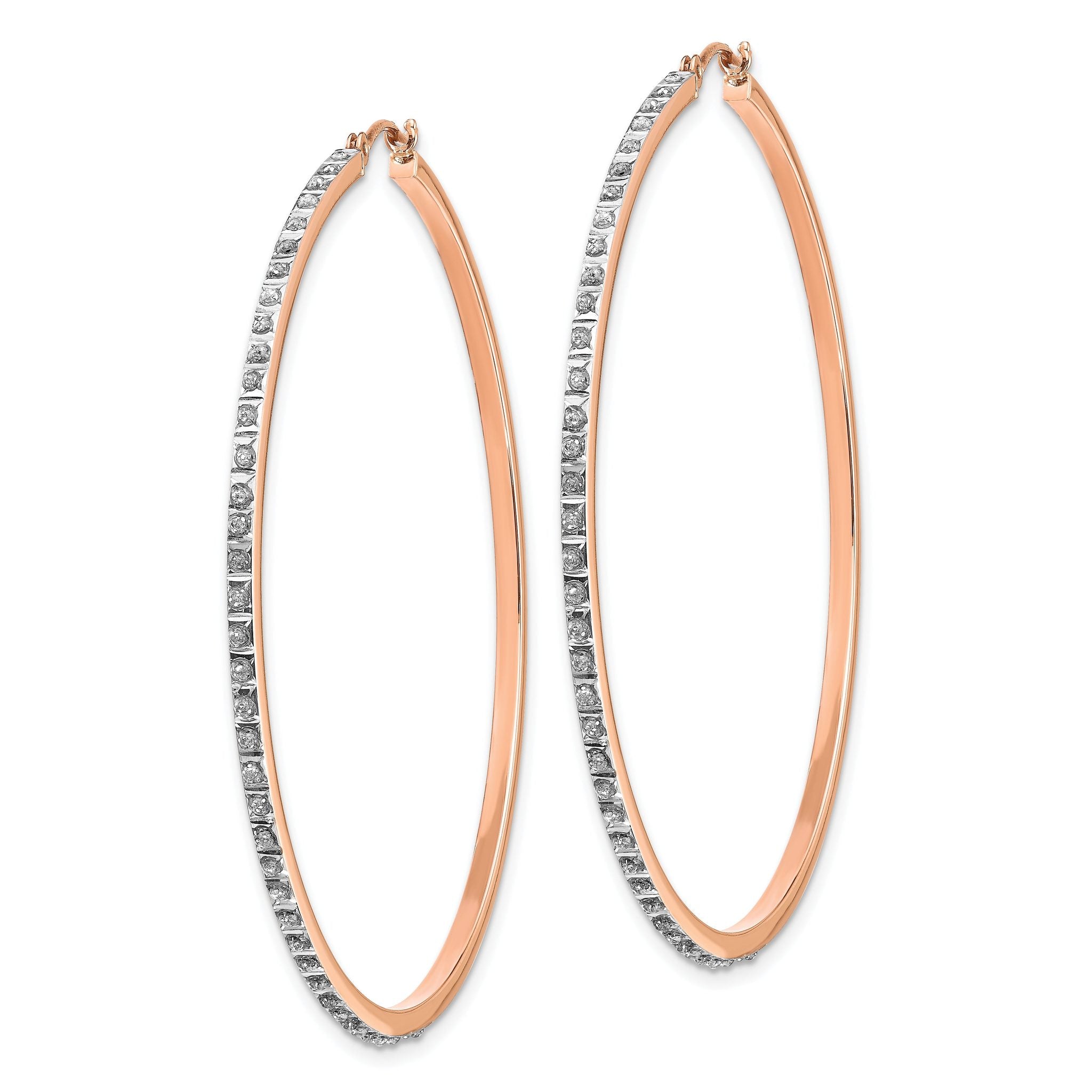 14K Rose Gold Diamond Accent Round Hoop Earrings  Polished Elegant Design by Sophia Jewelers Secondary image