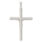 Sterling Silver Polished and Texture Tube Crucifix Cross Pendant