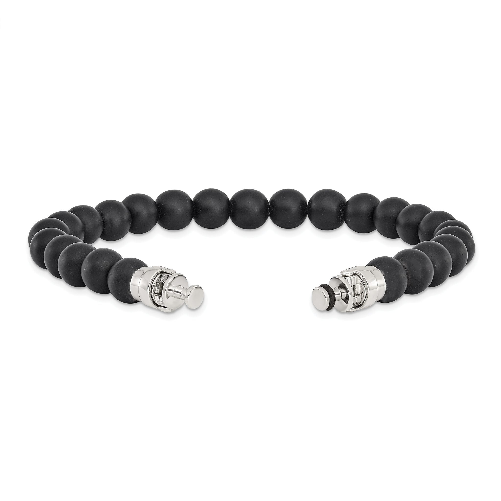 Sterling Silver Reflections 8mm Matte Black Onyx Beaded 8in Bracelet/Bead not included, sold seperately