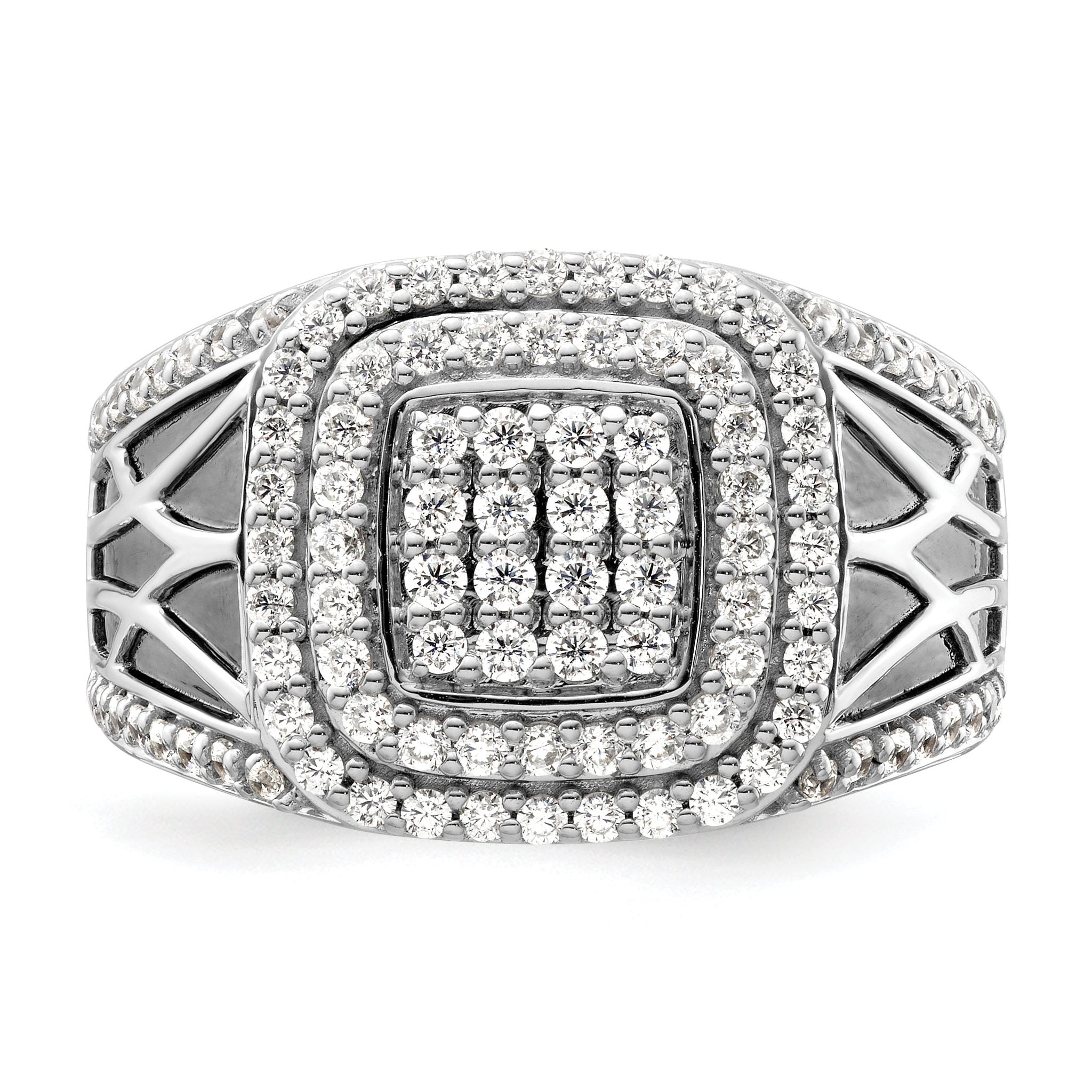 14k White Gold 1 1/8 carat Lab Grown Diamond VS/SI+ G+ Side Design Men's Ring