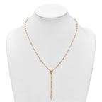 14k Polished Cross and Miraculous Medal Diamond-cut Beaded 16.75 inch Rosary Necklace with 2 inch Extender