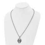 Antiqued Skull Pendant Necklace in Stainless Steel