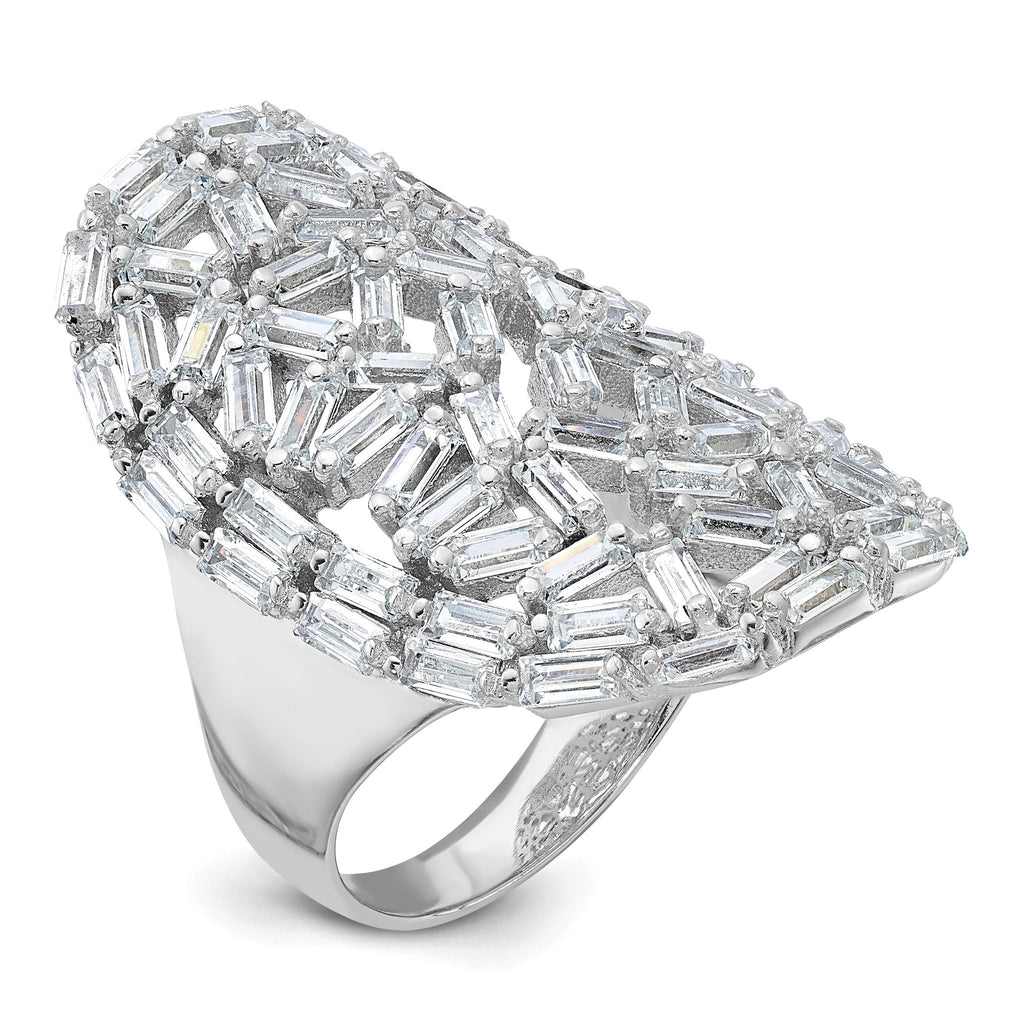Oval Baguette Crystal Ring in Sterling Silver