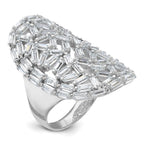 Oval Baguette Crystal Ring in Sterling Silver