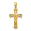 14K Gold Polished Textured Crucifix Pendant Elegant Solid Design