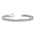 14k White Gold Holds 1 carat 5-3.7mm Round Diamond Bezel Curb Link 7 inch Bracelet Mounting (No Stone Included)