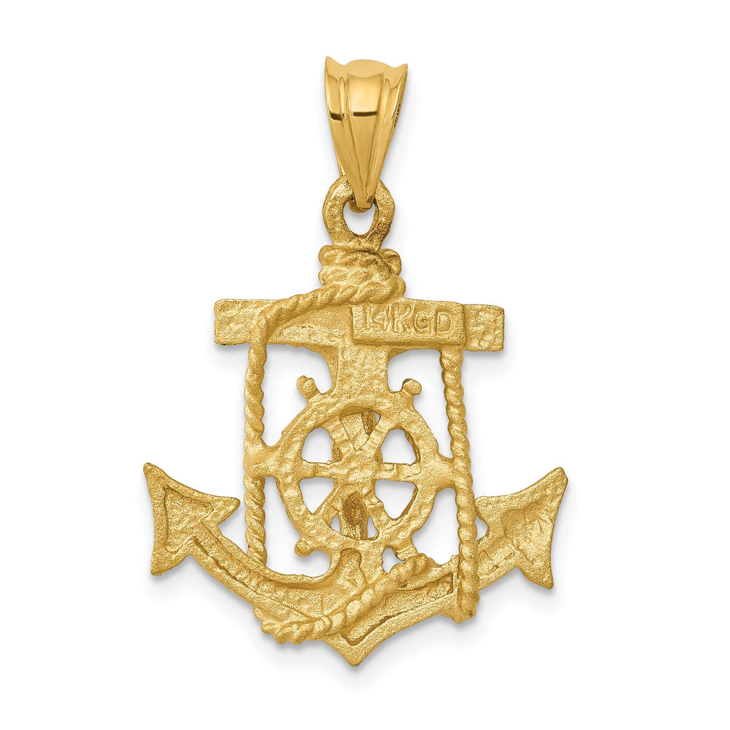 14K Gold Mariners Cross Pendant with Anchor Elegant Faith and Strength Symbol