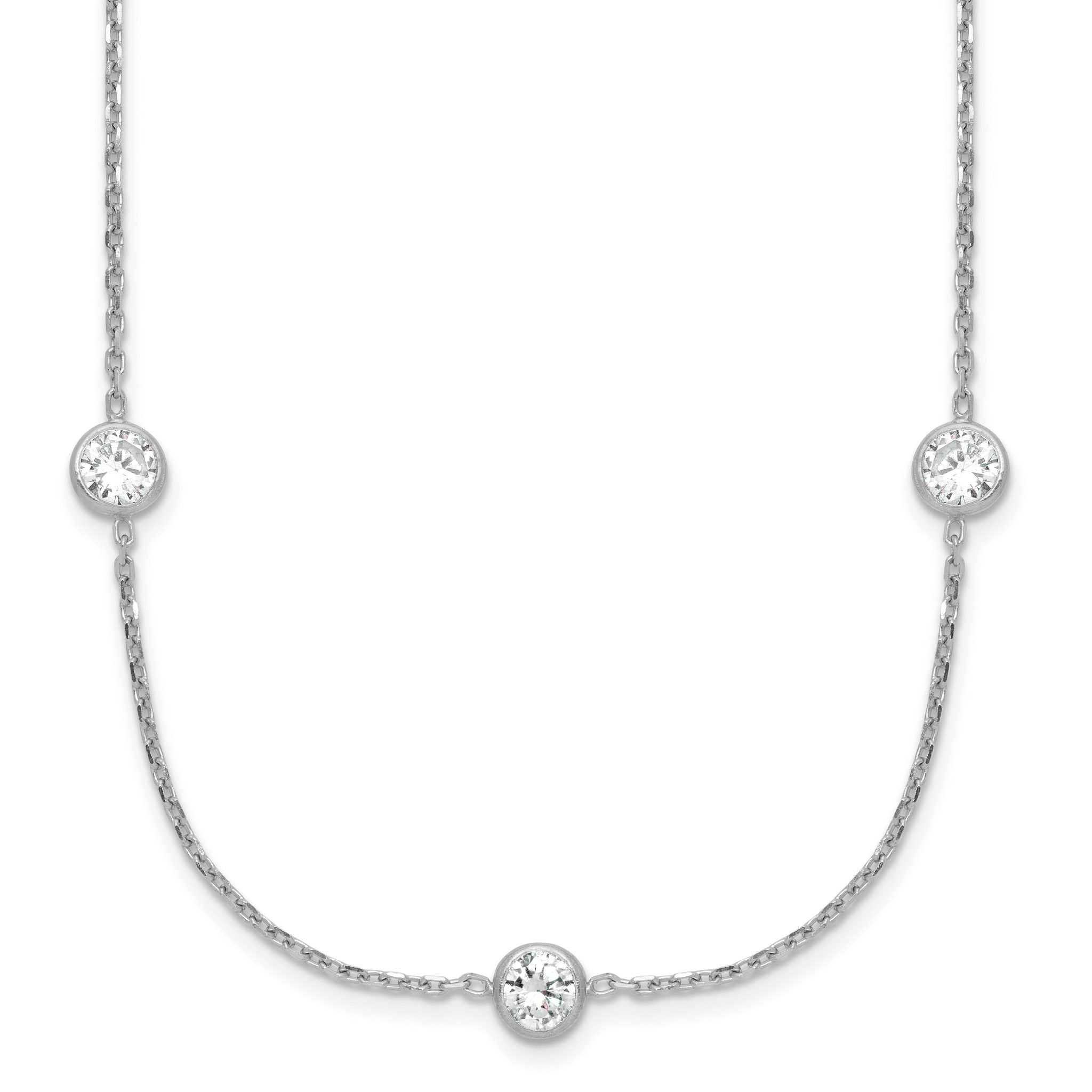 Sterling Silver Rhodium-plated 11-Station CZ Polished Necklace Main image