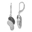 Sterling Silver 925 Leverback Dangle Earrings with Black & Clear CZ