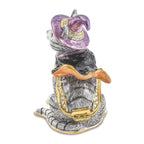 Luxury Giftware by Jere Bejeweled Crystals Gold-tone Enameled SERENA Halloween Cat Trinket Box with Matching 18 Inch Necklace