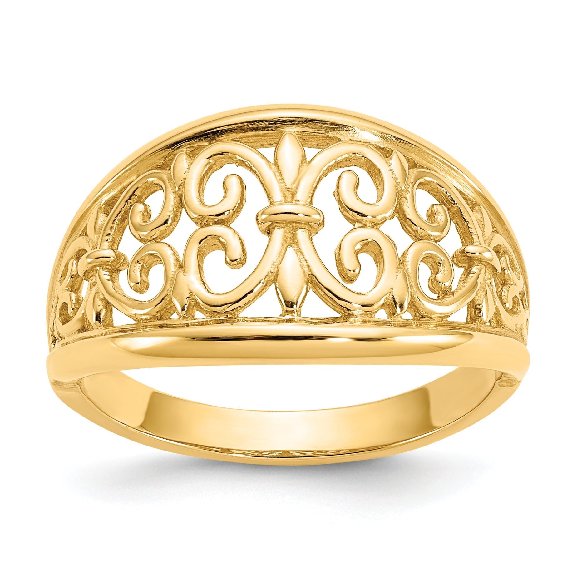 14K Fleur-De-Lis Tapered Ring Main image