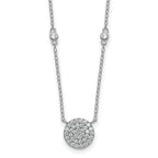 Sterling Silver Rhodium-plated Polished Pave CZ Circle 18 Inch Necklace
