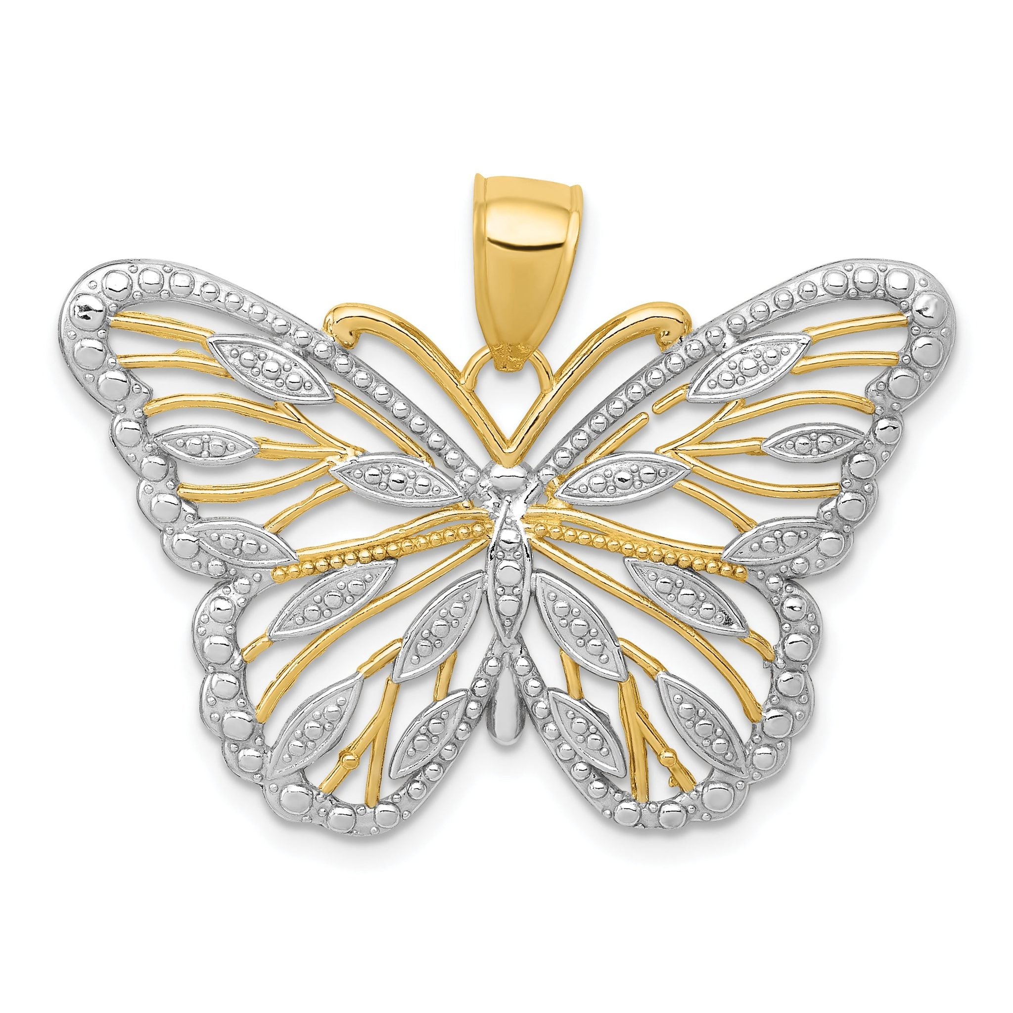 10K W/Rhodium Butterfly Pendant Main image