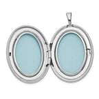 Sterling Silver RH 26mm Satin / Polished Enameled Flower D/C Oval Locket
