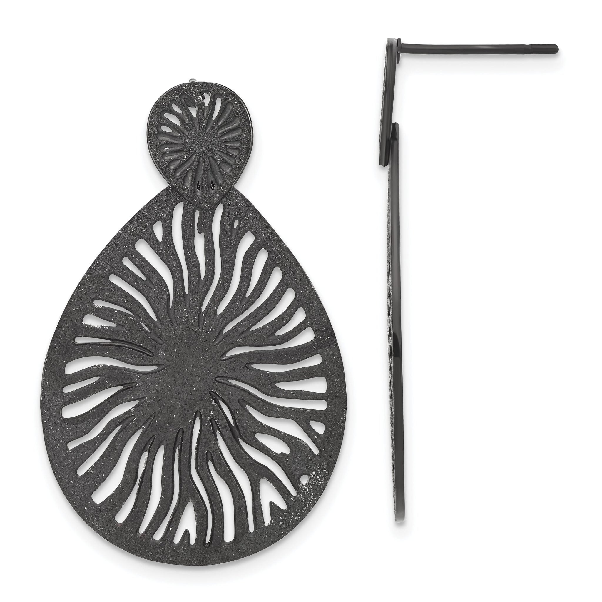 Stainless Steel Black Polished Star Drop Dangle Earrings for Women