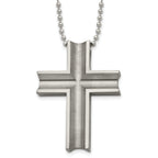 Titanium Polished Men's Necklace with Cross Pendant 24 Inch
