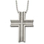 Titanium Polished Men's Necklace with Cross Pendant 24 Inch
