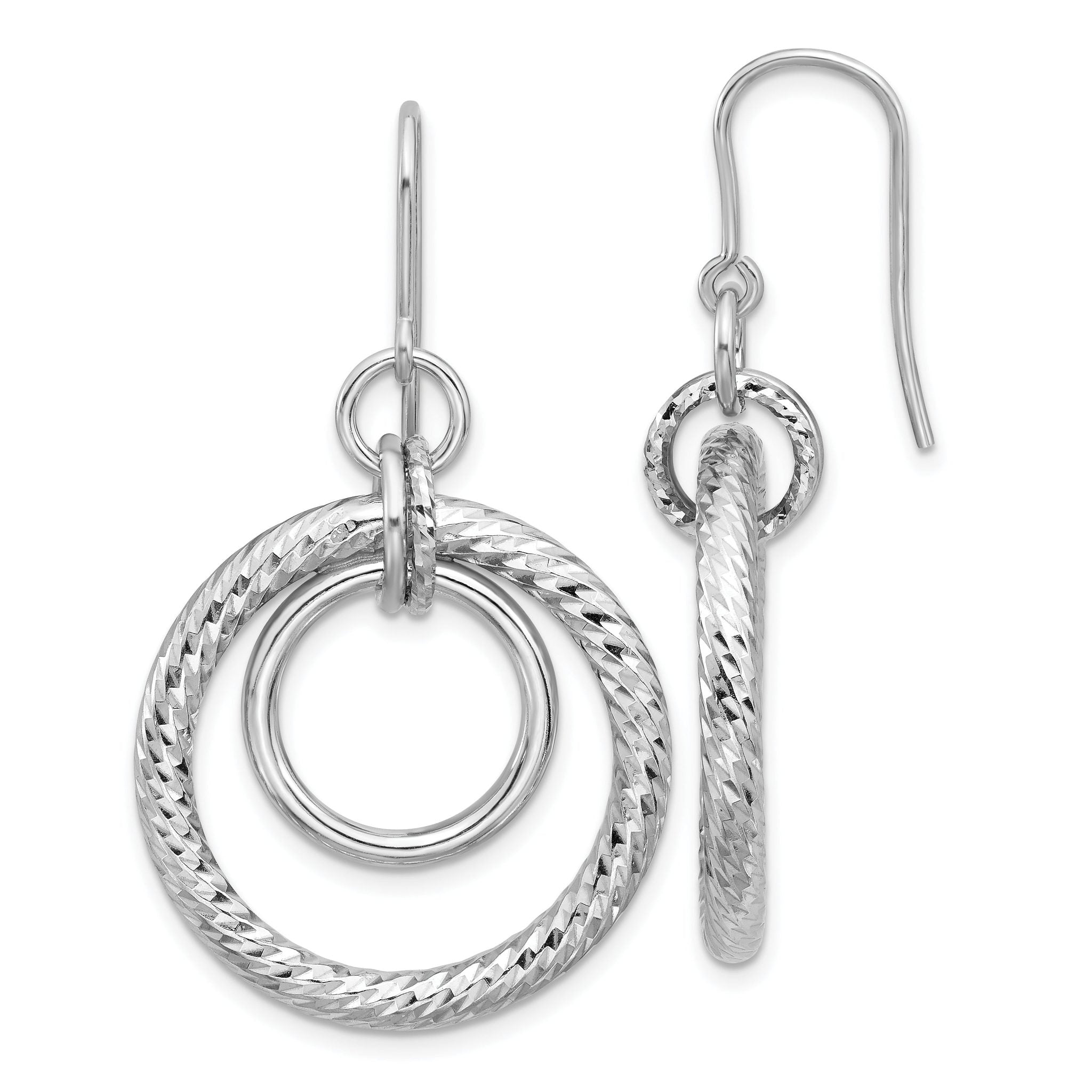 Diamond-Cut Circles Dangle Earrings in Sterling Silver