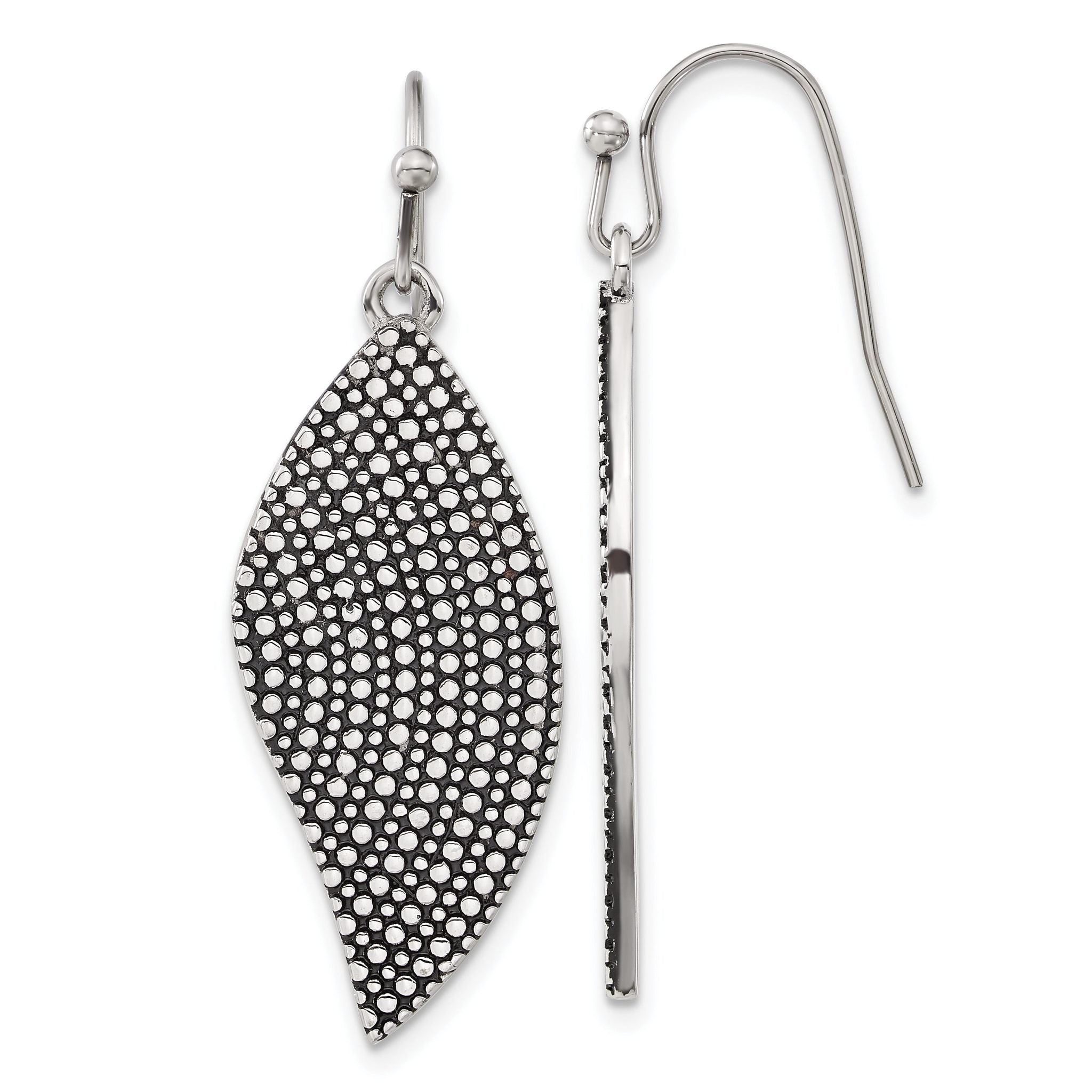 Stainless Steel Polished & Antiqued Drop Dangle Earrings for Women Main image