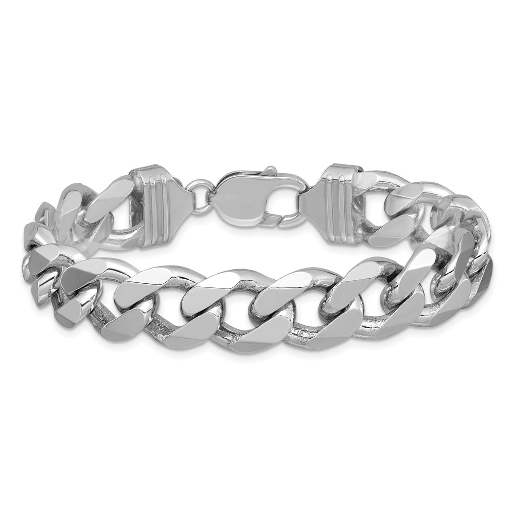 Sterling Silver Rhodium-plated 13mm Curb Chain