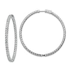Sterling Shimmer Sterling Silver Rhodium-plated 114 Stone 2.5mm CZ In and Out Round Hinged Hoop Earrings