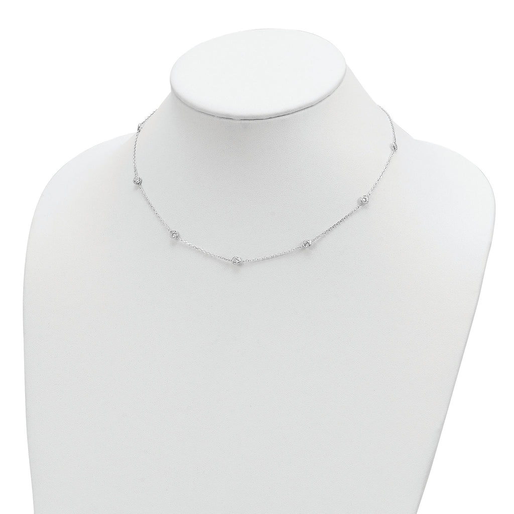 9-Station CZ Necklace in Sterling Silver