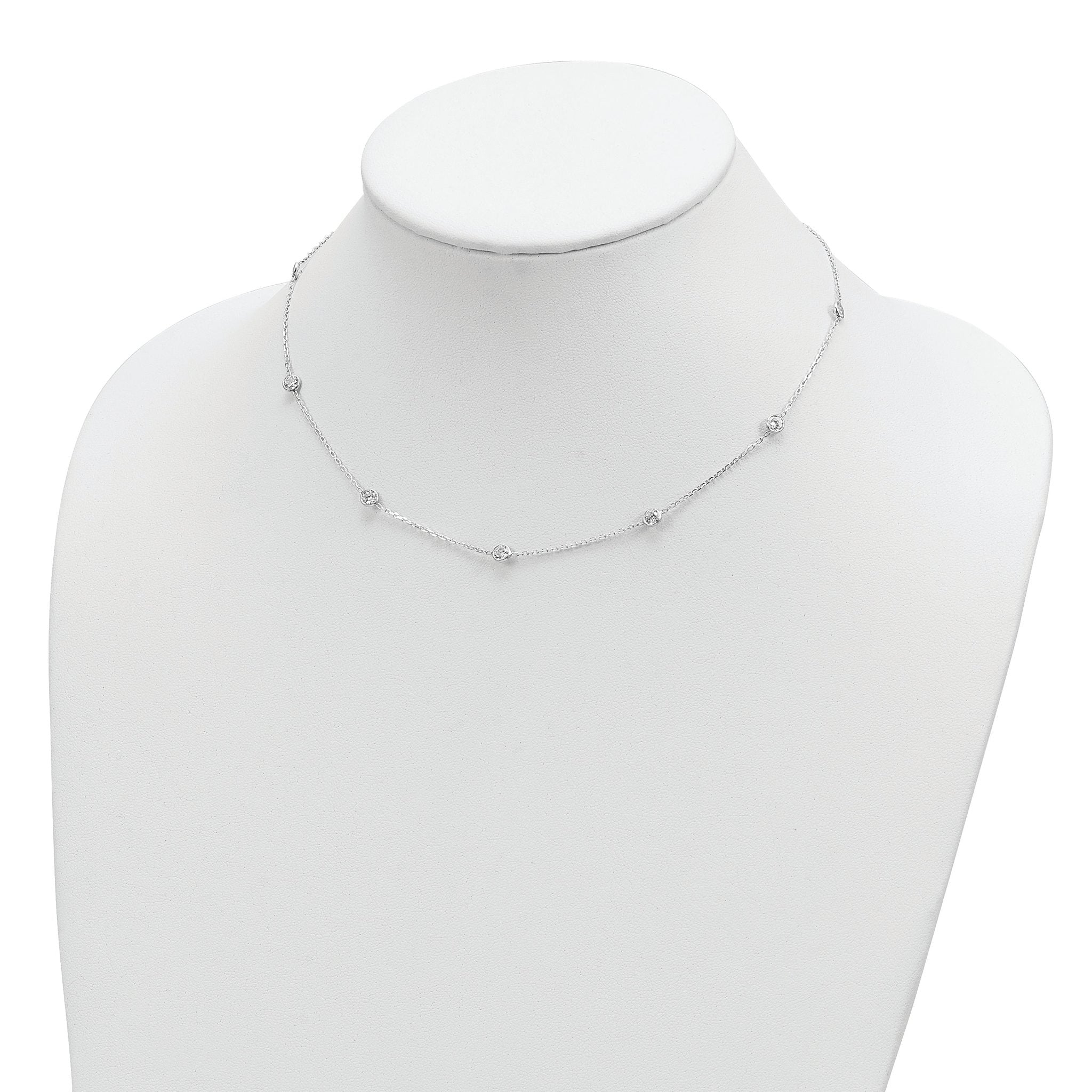 9-Station CZ Necklace in Sterling Silver
