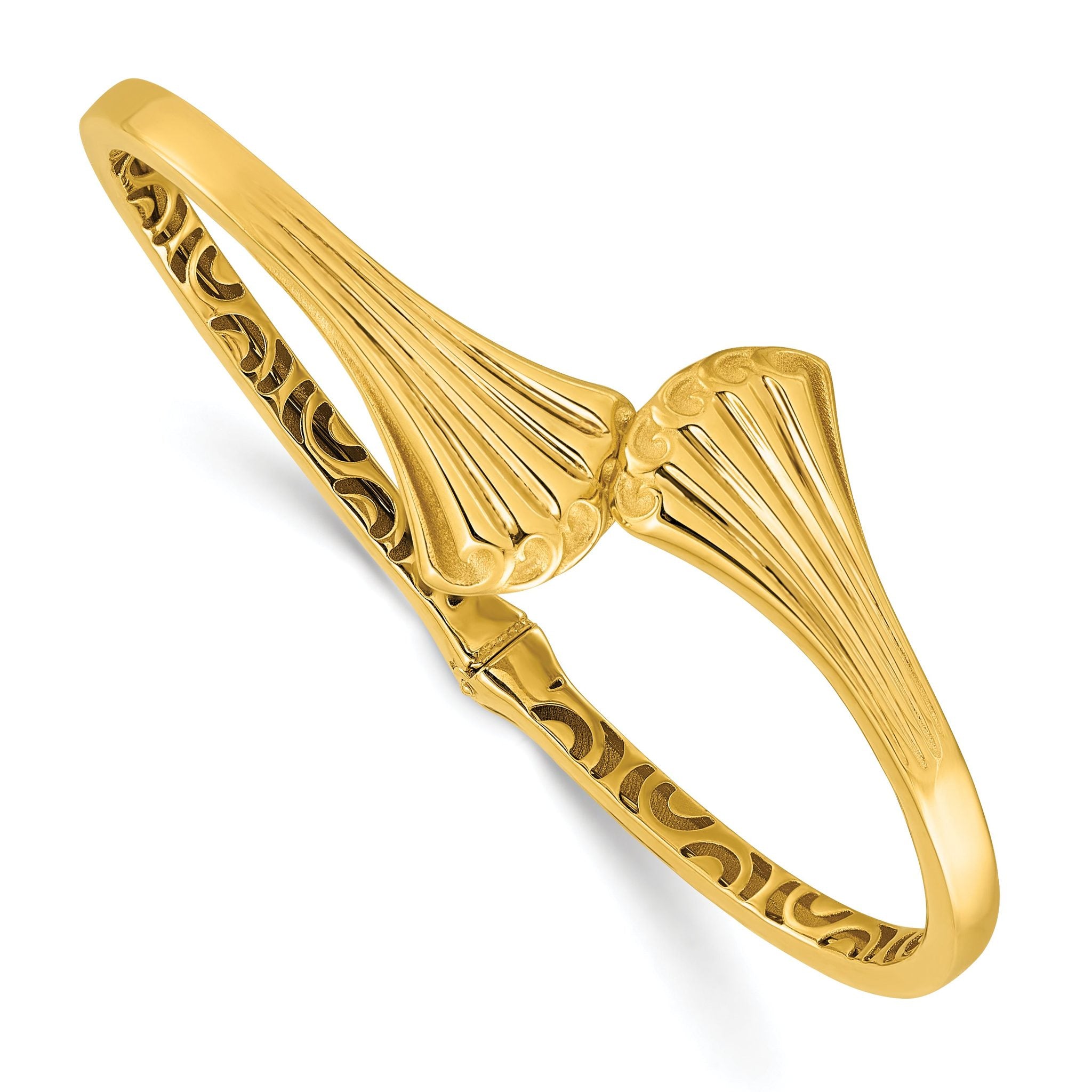 14K Polished Hollow Hinged Cuff Bangle Main image