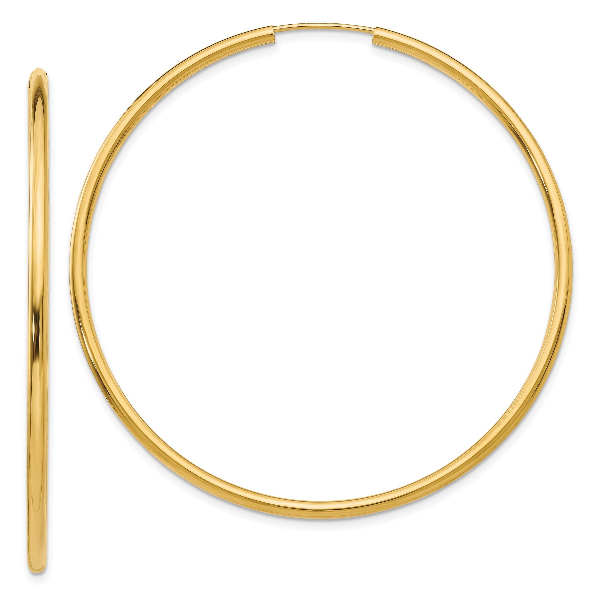 14k Polished Round Endless 2mm Hoop Earrings Main image