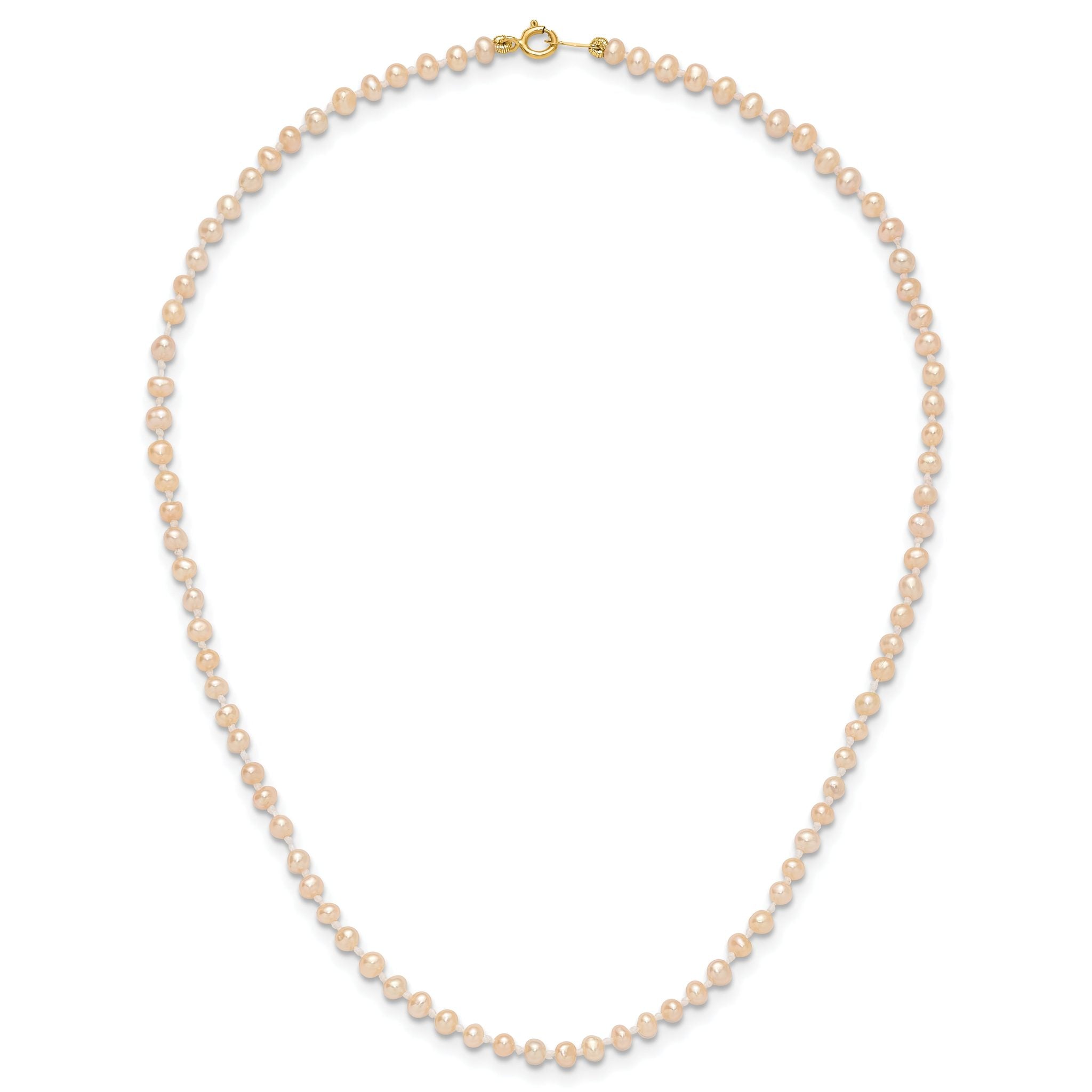 14k 3-4mm Pink Near Round Freshwater Cultured Pearl Bracelet