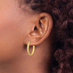 14K Polished Satin Diamond-cut Fancy Hoop Earrings