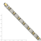 Stainless Steel Brushed and Polished Yellow IP-plated Link Bracelet for Men