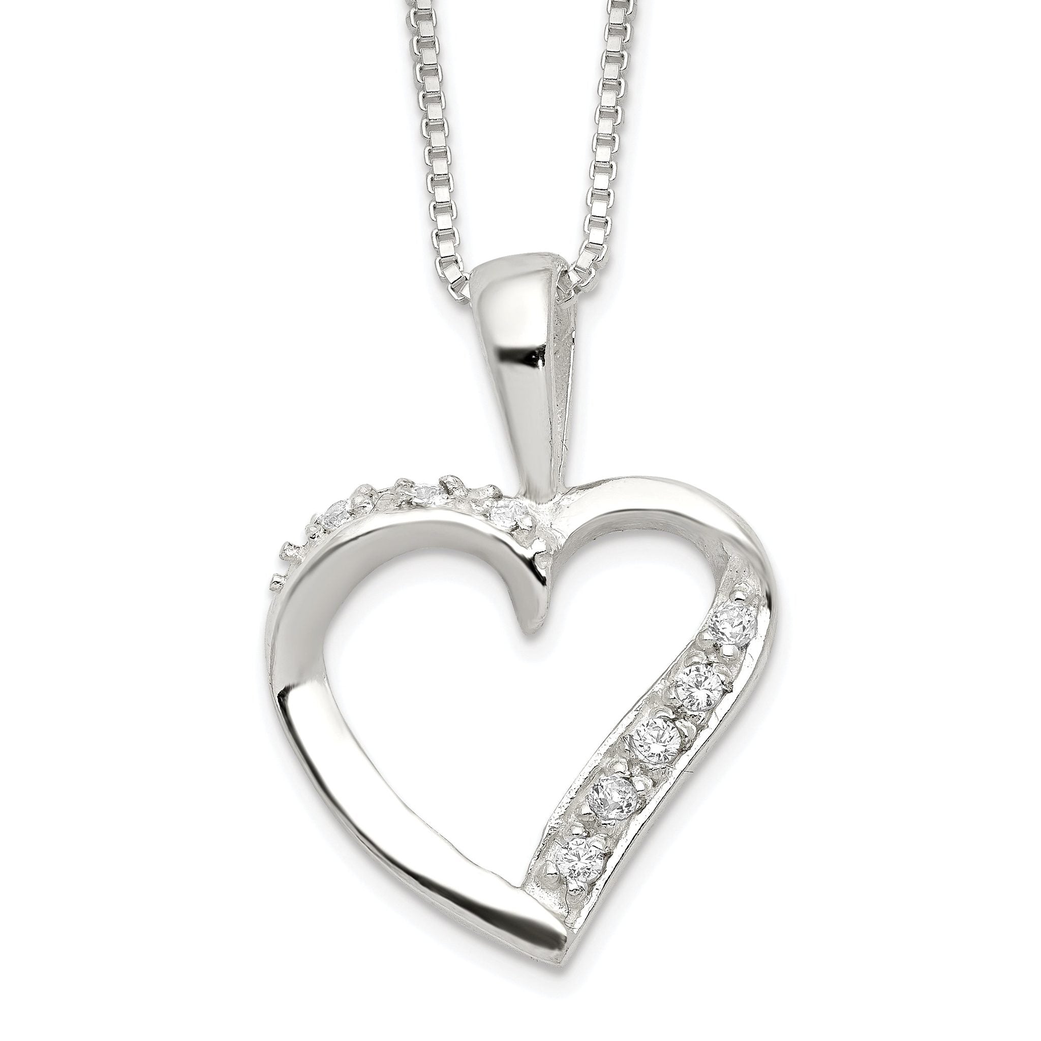 Sterling Silver CZ Heart Necklace Main image