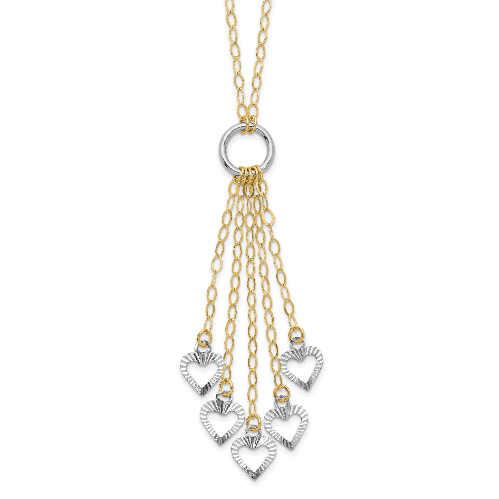 14K Two-Tone Adjustable Heart Drop Necklace Main image