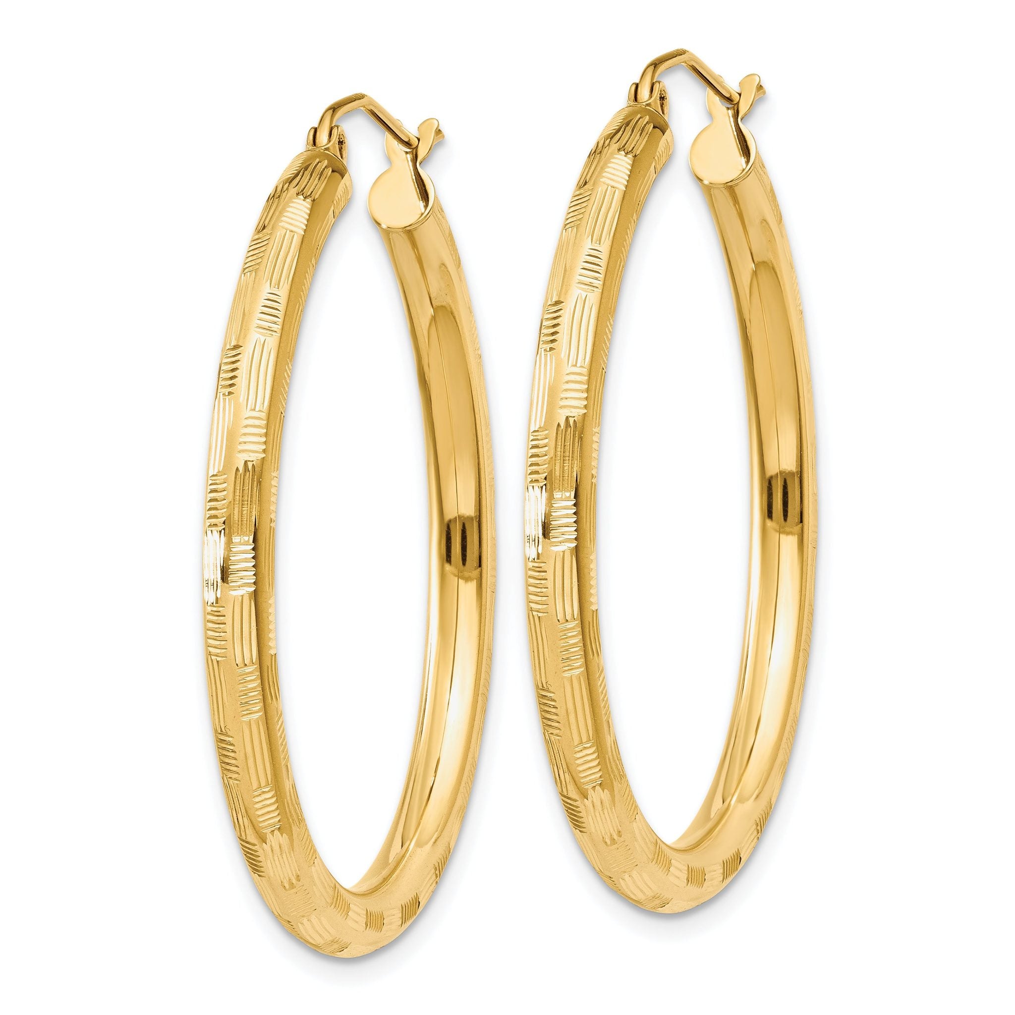 14k Diamond-cut Hoop Earrings