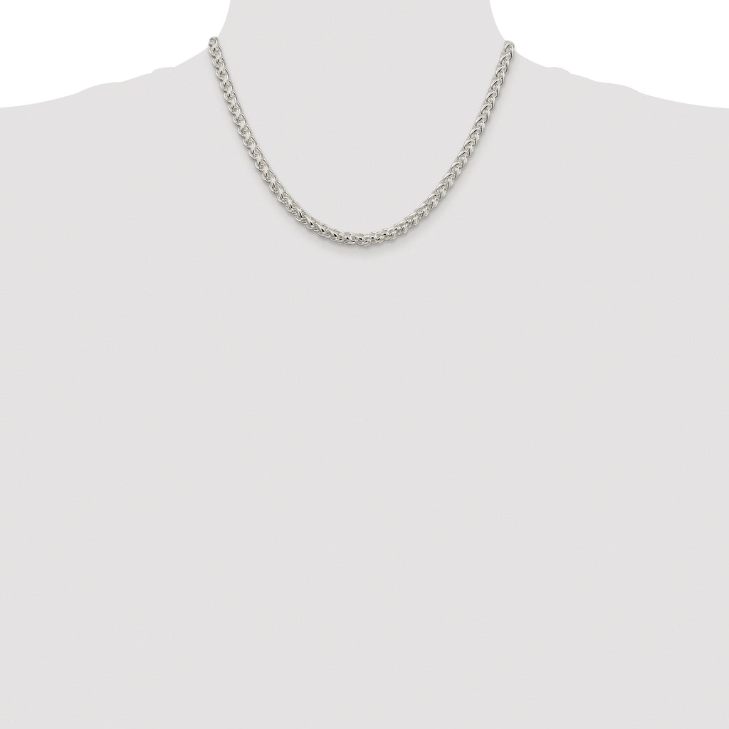 Sterling Silver Rhodium-plated 5mm Round Spiga Chain